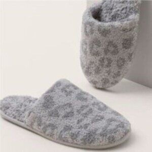 Barefoot Dreams Slippers In The Wild Animal Print Grey Slip-On Mule Slide Cozy S